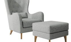 Fauteuil met hocker Casara bouclé