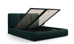 Bedframe Nicolas chenille met opbergruimte en hoofdbord 140 x 200 cm