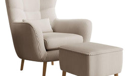 Fauteuil met hocker Verdiro ribstof