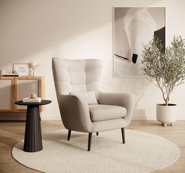 Fauteuil met hocker Verdiro ribstof