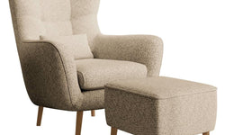 Fauteuil met hocker Verdiro bouclé