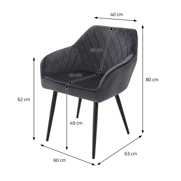 Set van 8 eetkamerstoelen Amino velvet