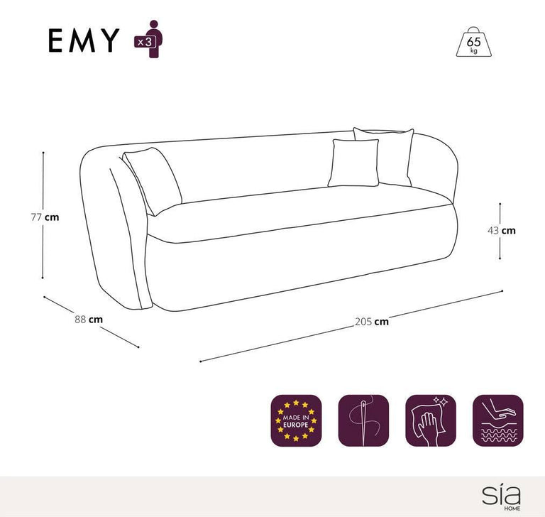 3-zitsbank Emy velvet