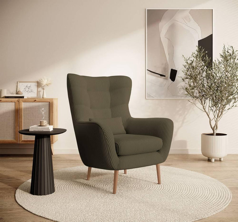 Fauteuil met hocker Verdiro ribstof