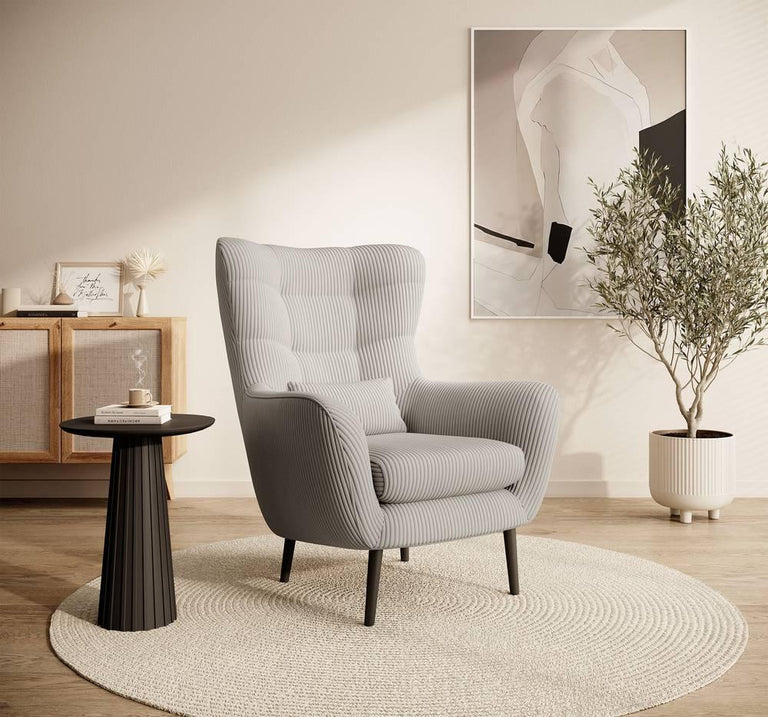 Fauteuil met hocker Verdiro ribstof