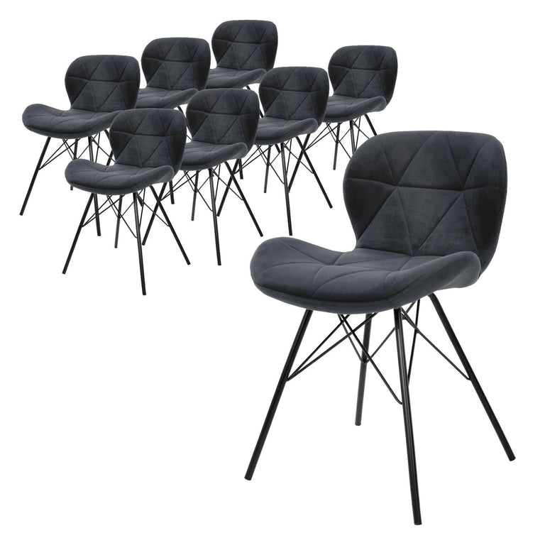 Set van 8 eetkamerstoelen Connor velvet