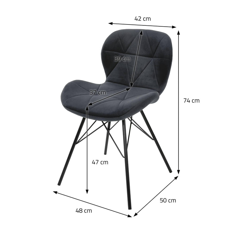 Set van 8 eetkamerstoelen Connor velvet