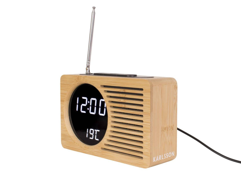 Alarmklok Retro Radio bamboe