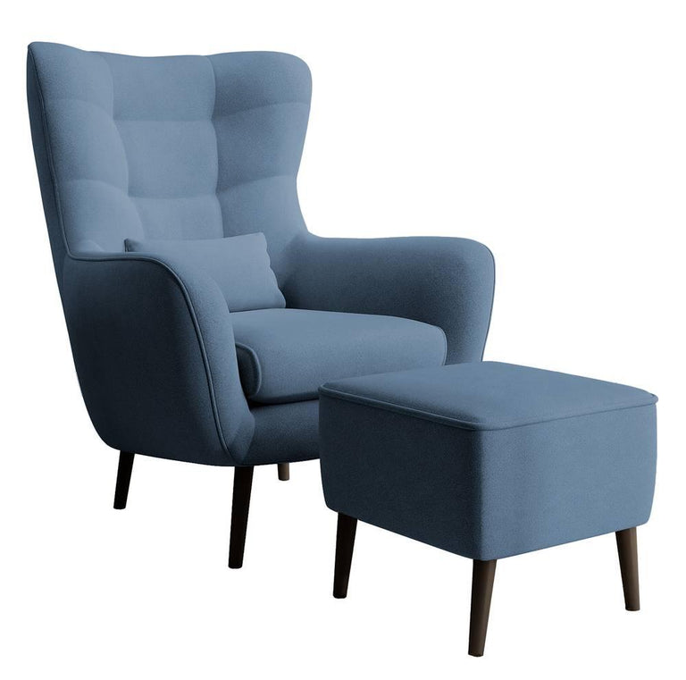 Fauteuil met hocker Verdiro velvet