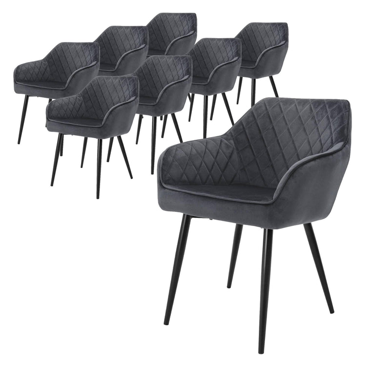 Set van 8 eetkamerstoelen Amino velvet