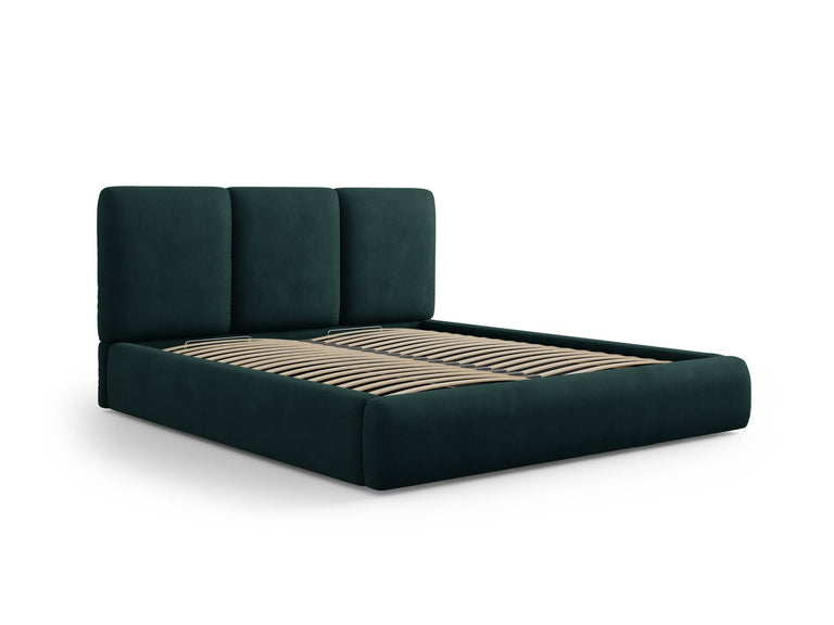 Bedframe Nicolas chenille met opbergruimte en hoofdbord 180 x 200 cm