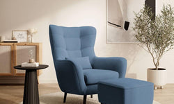 Fauteuil met hocker Verdiro velvet