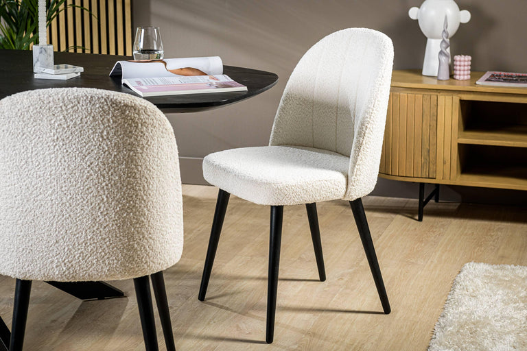 Set van 2 eetkamerstoelen Leona bouclé