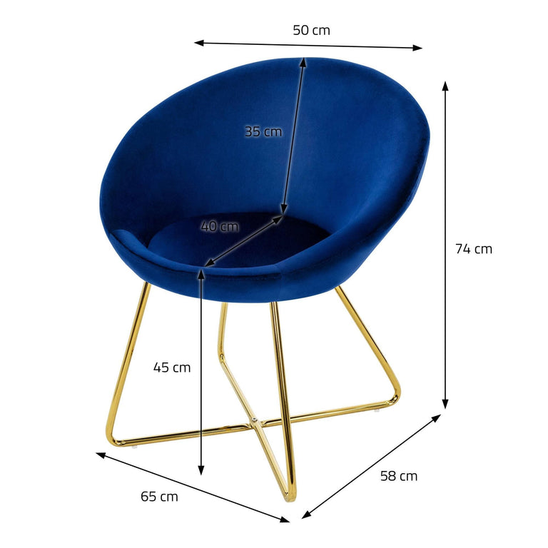 Set van 2 eetkamerstoelen Clair velvet