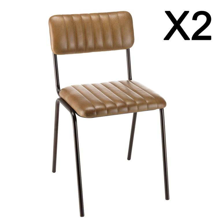 Set van 2 eetkamerstoelen Marcella leer