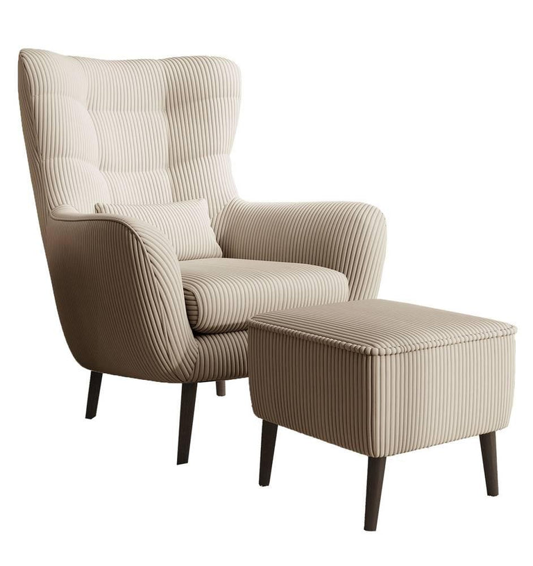 Fauteuil met hocker Verdiro ribstof