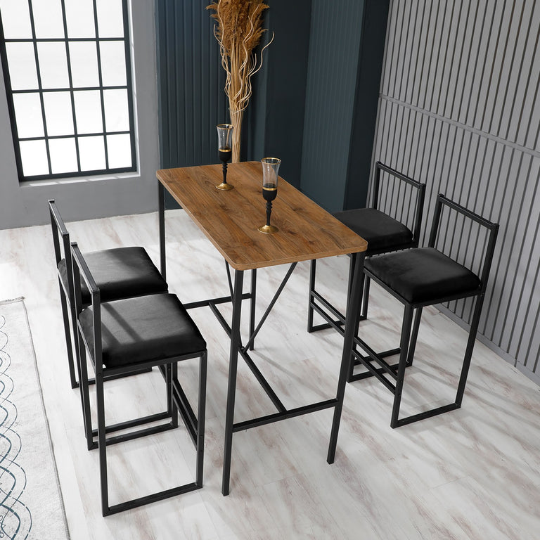 kalune design-set van 4 barstoelen met bartafel cassy-zwart--spaanplaat-tafels-meubels3