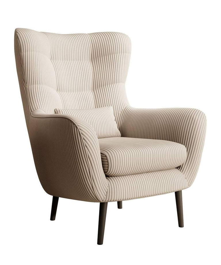 Fauteuil met hocker Verdiro ribstof