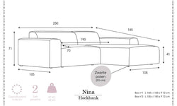 Hoekbank Nina rechts bouclé