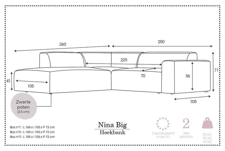 Hoekbank Nina Big links velvet