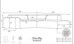 Hoekbank Nina Big rechts ribstof