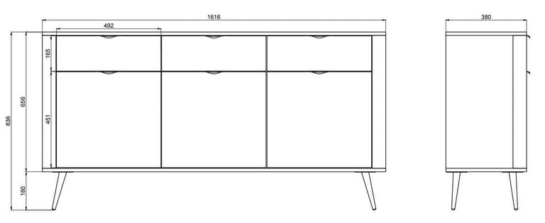 Dressoir Olivia 3 deurs 3 lades