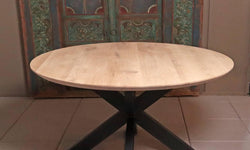 Onbehandelde eettafel Ylene eikenhout rond