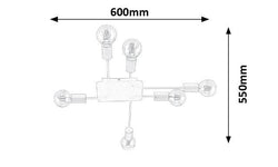 6-lichts plafondlamp Lanny