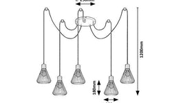 5-lichts hanglamp Farfalle