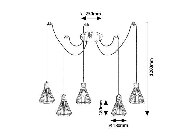 5-lichts hanglamp Farfalle