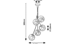 5-lichts hanglamp Glory