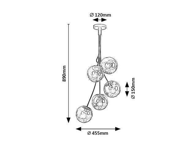 5-lichts hanglamp Glory