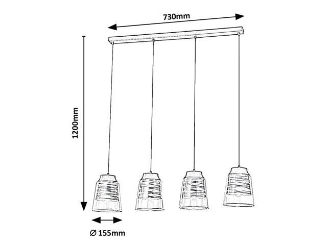 4-lichts hanglamp Zenaida