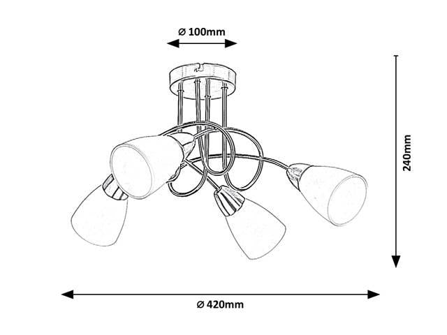 4-lichts plafondlamp Polla