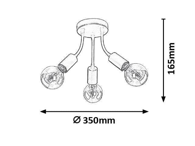 3-lichts plafondlamp Almus