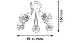 5-lichts plafondlamp Almus