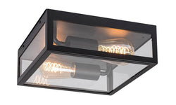 Buitenlamp plafond Zaton glas zwart