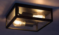 Buitenlamp plafond Zaton glas zwart