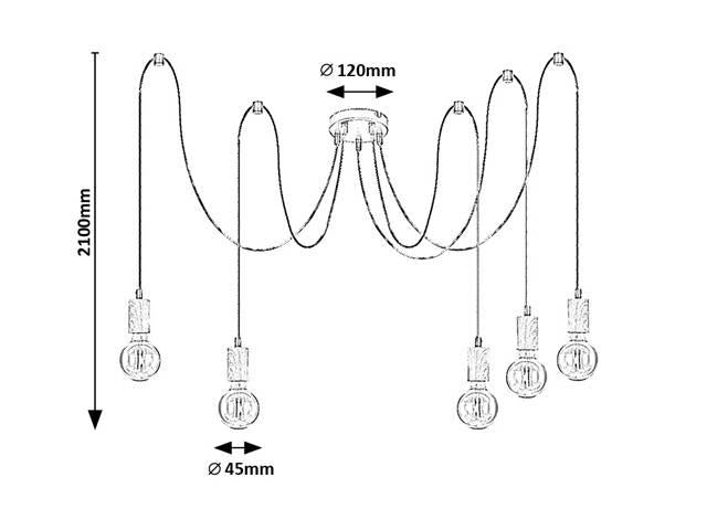 5-lichts hanglamp Dollien