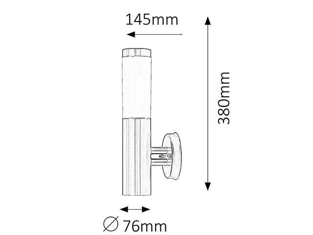 Buiten wandlamp Inox torch met muurbeugel