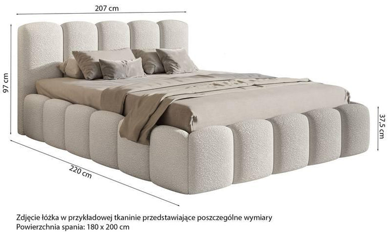 Bedframe Chloe II bouclé met opbergvak 180 x 220 cm