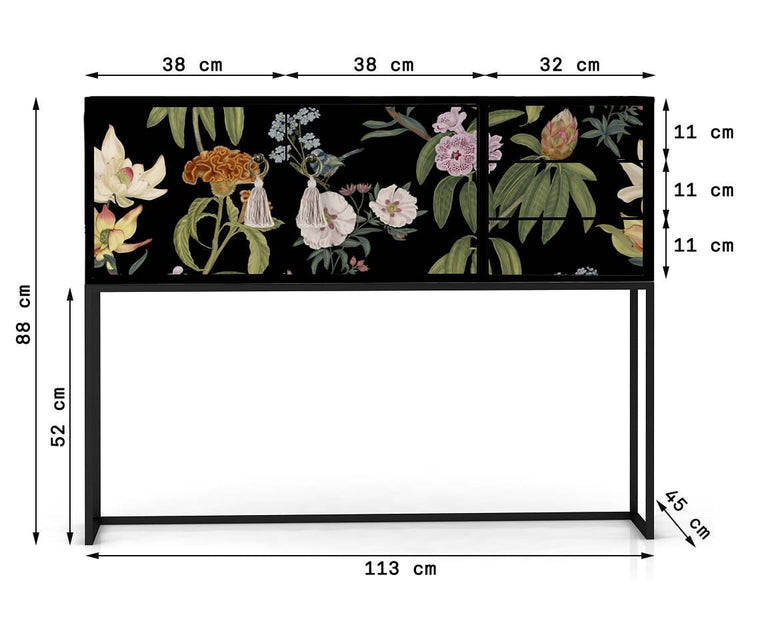 Dressoir Angel Black Flowers