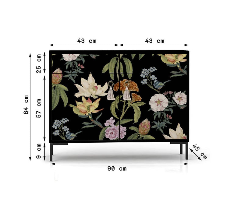 Dressoir Miquel Black Flowers