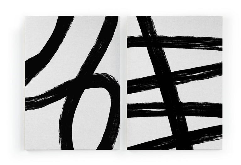 Set van 2 wanddecoraties Black Strokes