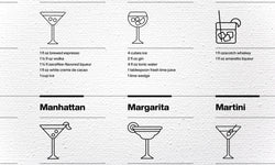 Wanddecoratie Cocktails black-white