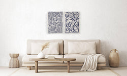 Set van 2 wanddecoraties Blue Strokes