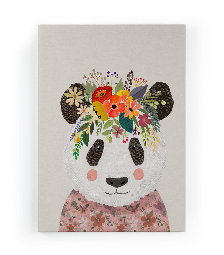 Wanddecoratie Panda Flowers