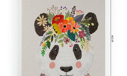 Wanddecoratie Panda Flowers