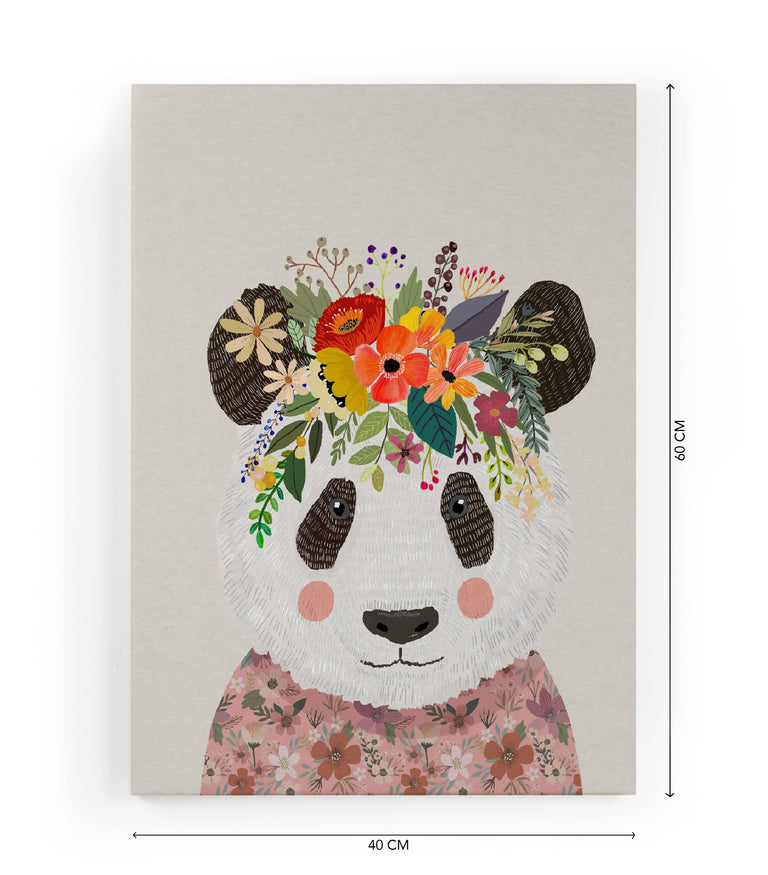 Wanddecoratie Panda Flowers