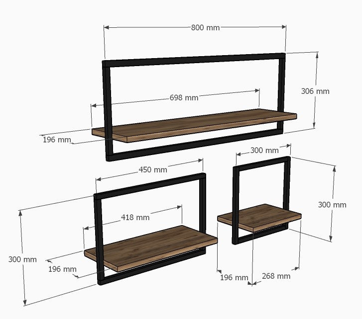 Set van 3 wandplanken Pippa